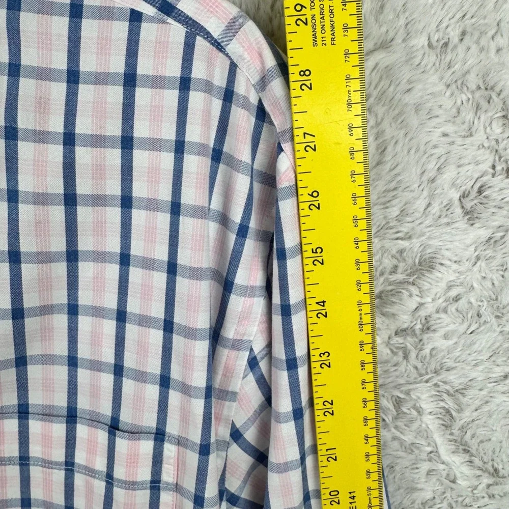 Banana Republic Shirt Grant Fit Men's XL Pink‎ Blue Plaid Cotton Button Down